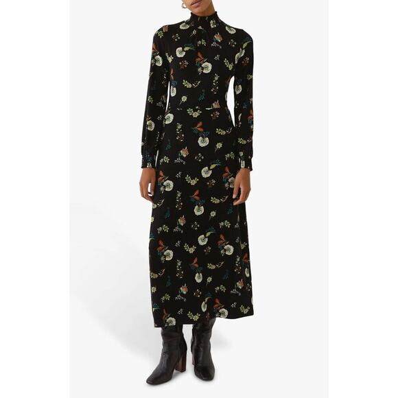 Warehouse Shirred Neck‎ Midi Dress - Picture 1 of 10